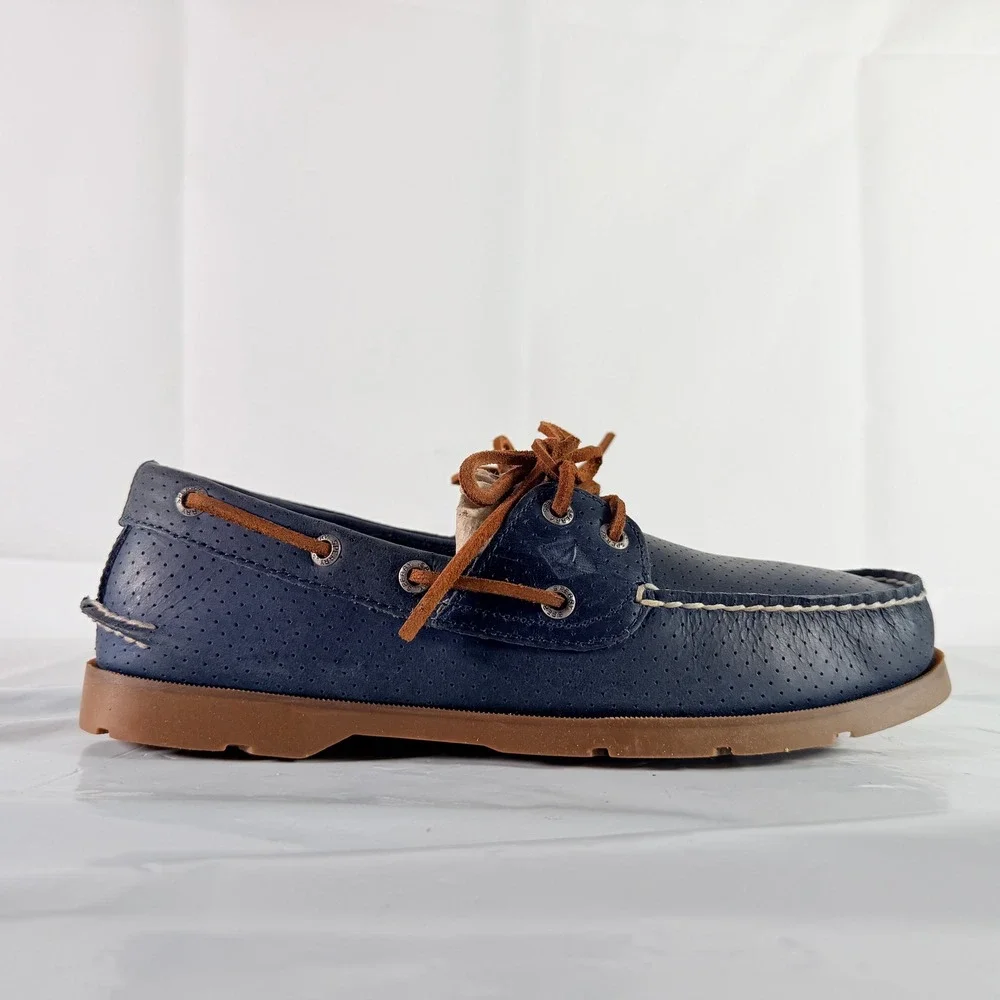 Sperry Men's Leeward 2-Eye Perf Navy Boat Shoes Size 9 W New